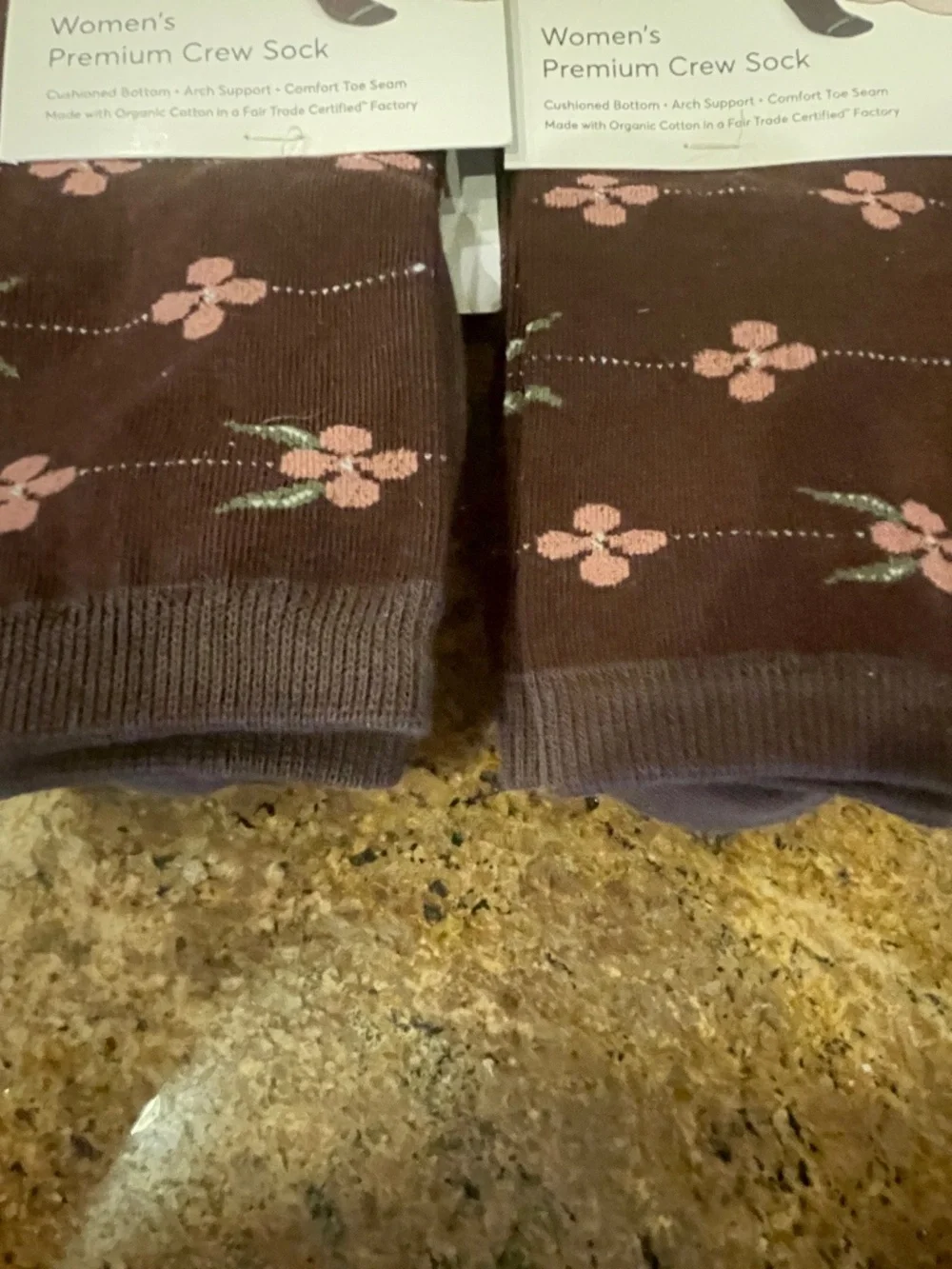 Pact Violet Stripe Premium Crew Socks Two Pair NWT!